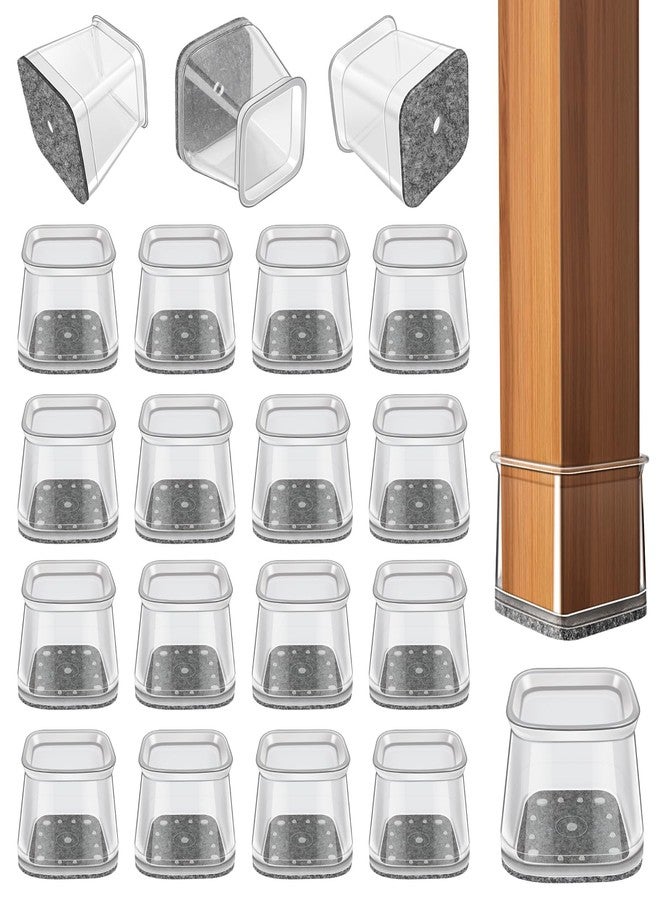Ansible 24 Pcs Chair Leg Floor Protectors Square, Silicone Felt Furniture Leg Pads Caps Covers for Hardwood Floors (Fit:1-1/16" to 1-5/8"（27-40mm) - Image 1